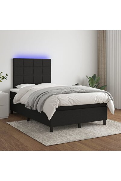 Concept Pat cu arcuri, saltea și LED, negru, 120x200 cm, textil