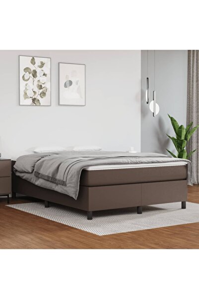 Concept Cadru de pat box spring, maro, 140x200 cm, piele ecologică