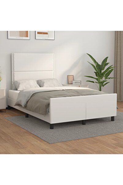 Concept Σκελετός κρεβατιού με κεφαλάρι, λευκό, 120x200 cm, οικολογικό Δερμάτινο