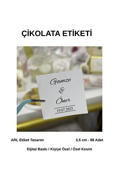 ButikSosyetik Söz, Kına, Nişan, Düğün İsimli Tarihli Çikolata Etiketi 3,5 cm ...