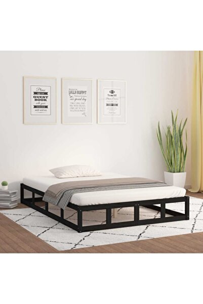 Concept Cadru de pat, negru, 120x200 cm, lemn masiv