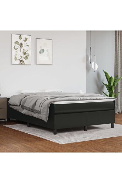 Concept Cadru de pat box spring, negru, 140x190 cm, piele ecologică