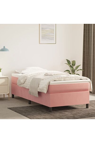 Concept Cadru de pat box spring, roz, 90x190 cm, catifea