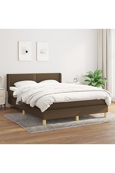 Concept Pat box spring cu saltea, maro închis, 140x200 cm, textil