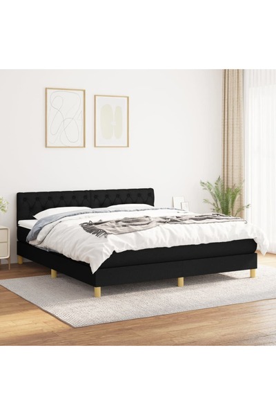 Concept Pat box spring cu saltea, negru, 160x200 cm, textil