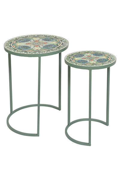 Maison Mex Set 2 masute colt gradina/terasa FERRARA vernil/multicolor