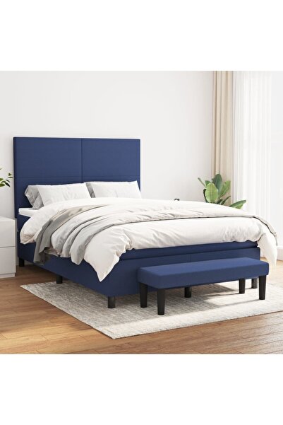Concept Pat continental cu saltea, albastru, 140x200cm, material textil