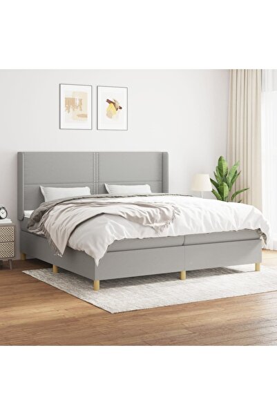 Concept Pat box spring cu saltea, gri deschis, 200x200 cm, textil