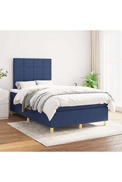 Concept Pat box spring cu saltea, albastru, 120x200 cm, textil
