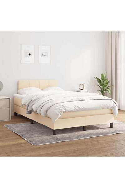 Concept Pat box spring cu saltea, crem, 120x200 cm, textil