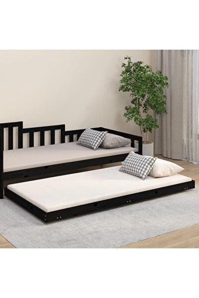 Concept Cadru de pat, negru, 100x200 cm, lemn masiv de pin