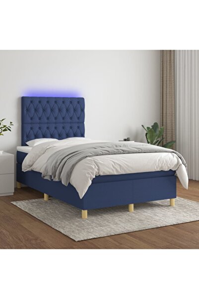 Concept Κρεβάτι με ελατήρια, στρώμα και LED, μπλε, 120x200 cm, ύφασμα