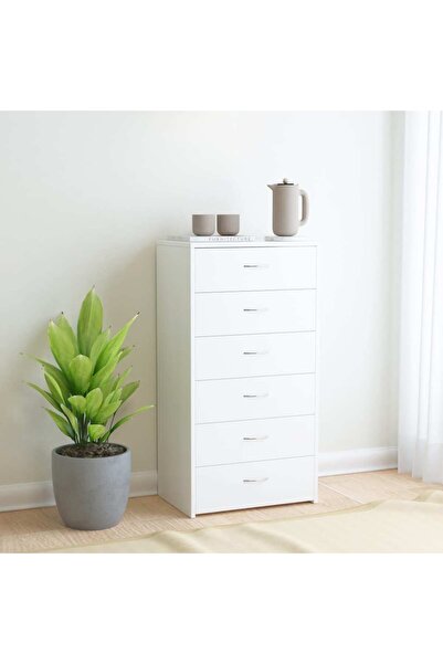 Concept Μπουφές με 6 συρτάρια, λευκό, 50 x 34 x 96 cm, μοριοσανίδα