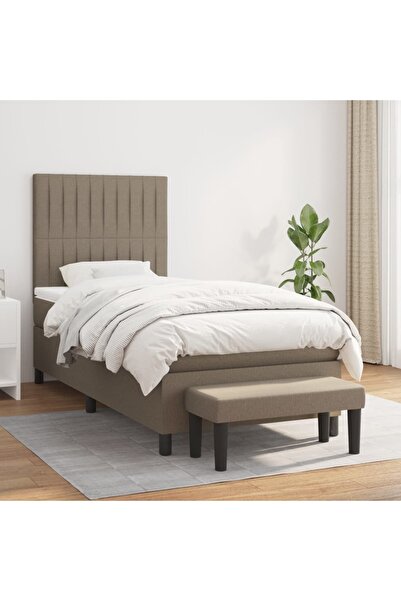 Concept Pat box spring cu saltea, gri taupe, 100x200 cm, textil