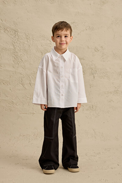 Fahhar Kids Oversized Oxford Shirt White