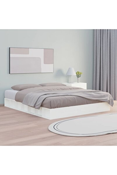 Concept Σκελετός κρεβατιού, λευκό, 120x200 εκ., μασίφ ξύλο