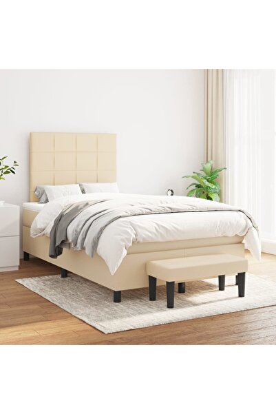 Concept Pat box spring cu saltea, crem, 120x200 cm, textil