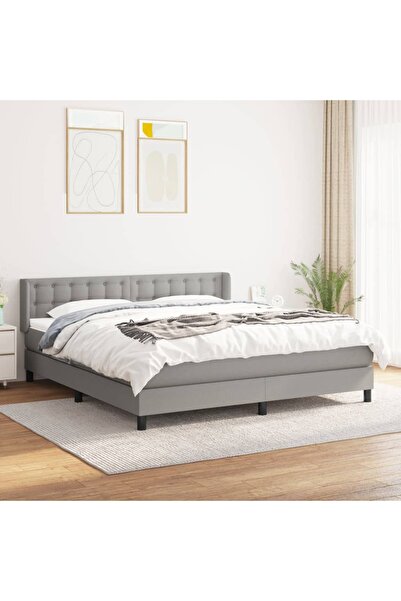 Concept Κρεβάτι Continental, ανοιχτό γκρι, 180x200 cm, ύφασμα