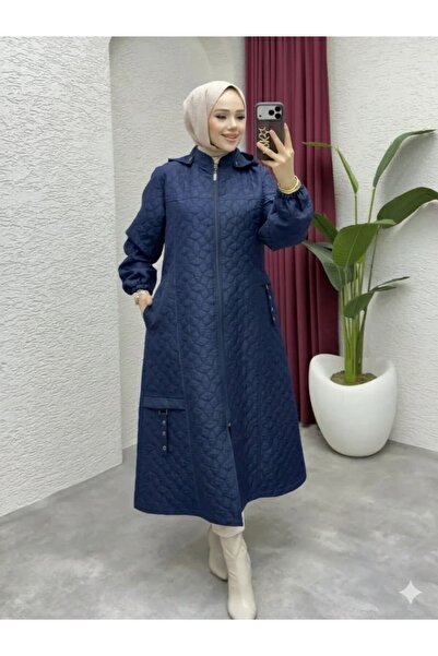 GLR&GYM NURSENA KADIN BÜYÜK BEDEN MEVSİMLİK ARA BOY ÖRME KAPİTONE MONT