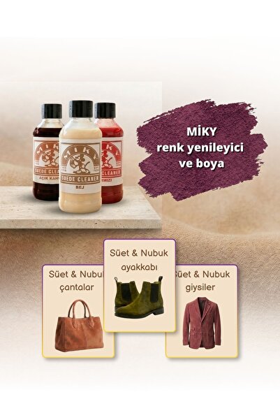MİKY Süet & Nubuk Yenileyici Likit Boya | Canlandırıcı Renk Bakımı | Bej (100 ml)