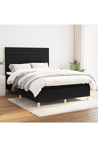 Concept Pat box spring cu saltea, negru, 140x200 cm, textil