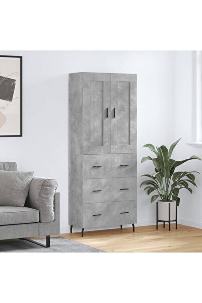 Concept Dulap înalt, gri beton, 69,5x34x180, lemn compozit
