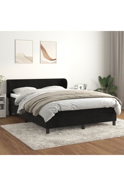 Concept Pat box spring cu saltea, negru, 140x200 cm, catifea