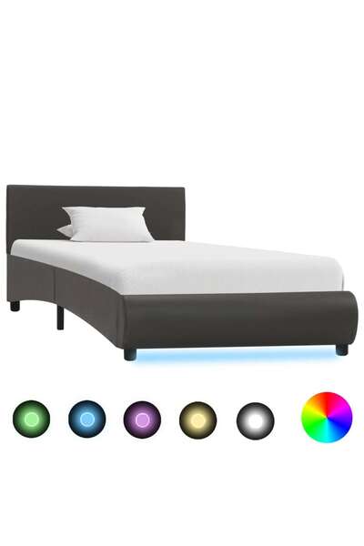 Concept Σκελετός κρεβατιού με LED, γκρι, 100 x 200 cm, οικολογικό Δερμάτινο