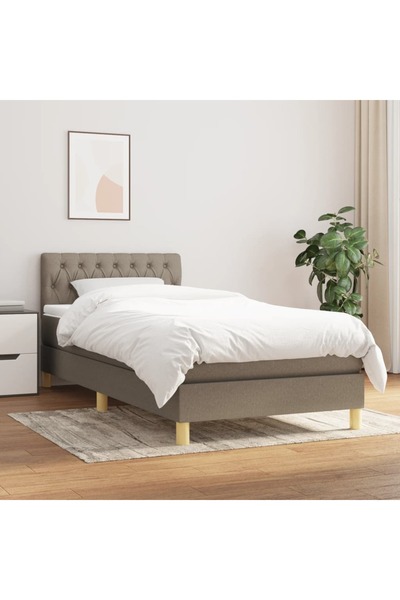 Concept Pat box spring cu saltea, gri taupe, 90x190 cm, textil