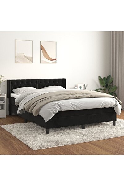 Concept Pat box spring cu saltea, negru, 140x200 cm, catifea