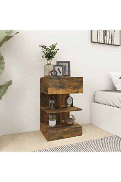 Concept Noptiere, 2 buc., stejar fumuriu, 40x35x65 cm, lemn prelucrat