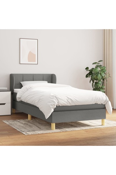 Concept Pat box spring cu saltea, gri închis, 80x200 cm, textil