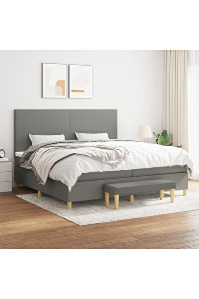 Concept Pat box spring cu saltea, gri închis, 200x200 cm, textil