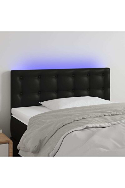 Concept Tăblie de pat cu LED, negru, 80x5x78/88 cm, piele ecologică