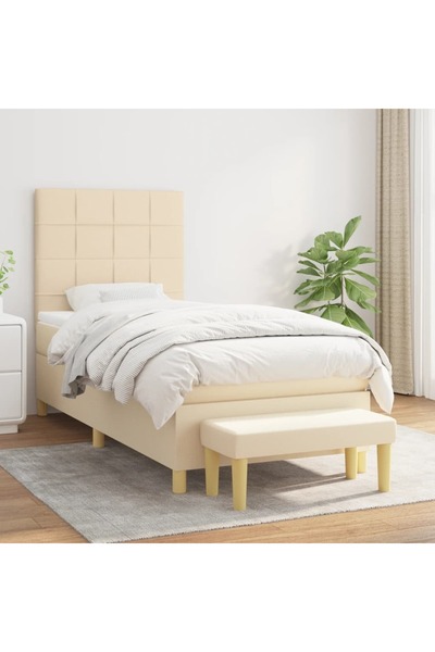Concept Pat box spring cu saltea, crem, 100x200 cm, textil