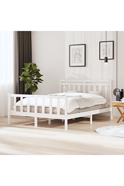 Concept Σκελετός κρεβατιού 1,5 μέτρων Μεγάλο μέγεθος , Λευκό, 150x200 εκ., Μα...