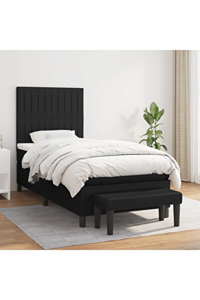 Concept Pat box spring cu saltea, negru, 90x190 cm, textil