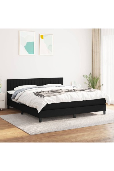 Concept Pat box spring cu saltea, negru, 180x200 cm, catifea