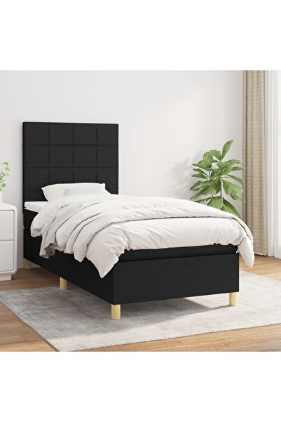 Concept Pat box spring cu saltea, negru, 90x190 cm, textil