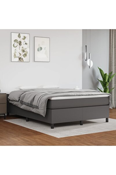 Concept Cadru de pat box spring, gri, 140x190 cm, piele ecologică