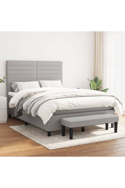 Concept Pat box spring cu saltea, gri deschis, 140x190 cm, textil