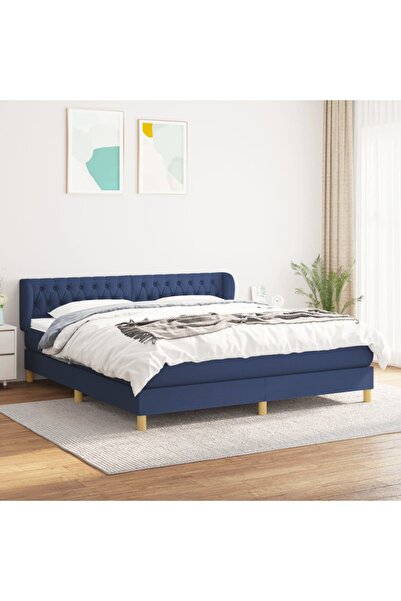 Concept Pat box spring cu saltea, albastru, 180x200 cm, material textil