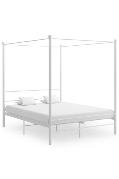 Concept Σκελετός κρεβατιού με ουρανό, λευκό, 160x200 cm, μεταλλικός