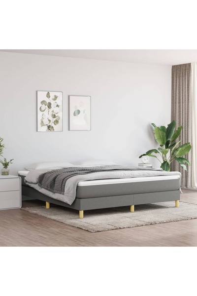 Concept Pat continental cu saltea, gri închis, 160x200 cm, țesătură