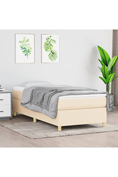 Concept Pat box spring cu saltea, crem, 100x200 cm, textil