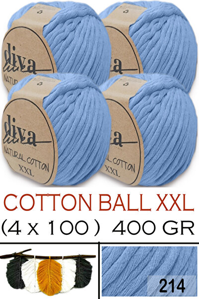 Diva İplik Natural Cotton XXL - 4 mm Compressible Macramé Thread - 214 Baby B...