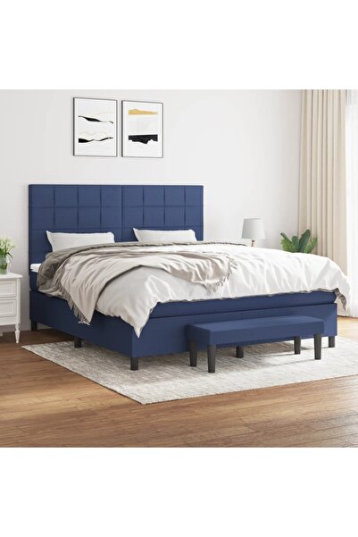 Concept Pat continental cu saltea, albastru, 160x200cm, material textil