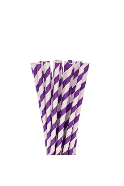 OEM Paper straws, purple color with Striped , 6/197 mm, 150pcs/set