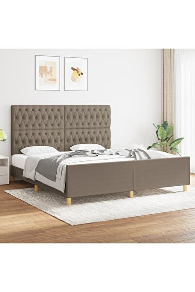 Concept Cadru de pat cu tăblie, gri taupe, 180x200 cm, textil