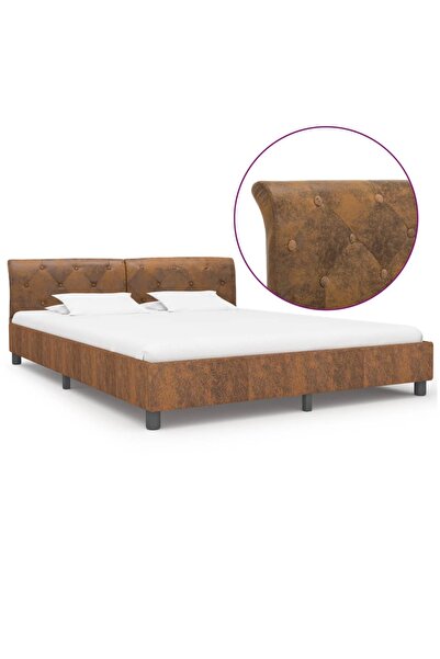 Concept Σκελετός κρεβατιού, καφέ, 180 x 200 εκ., οικολογικό Σουέτ